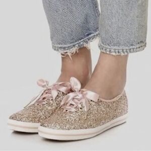 Keds X Kate Spade Pink Glitter Lace-Up Sneakers